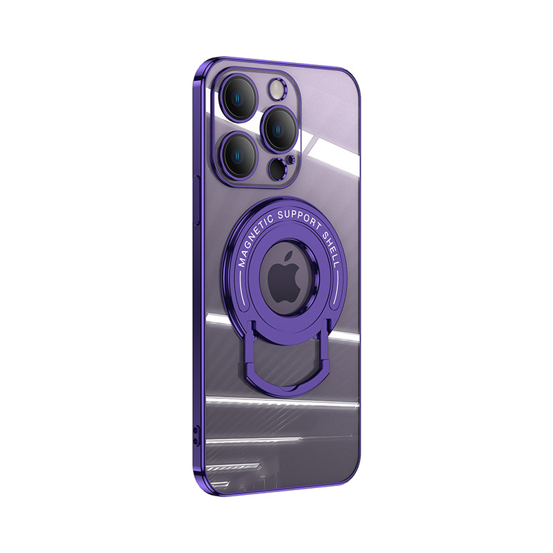 Iphone15 Pull Rod Magnetic Suction Phone Case Electroplating 14 Invisible Bracket 13ProMax Transparent Soft Cover photo 6