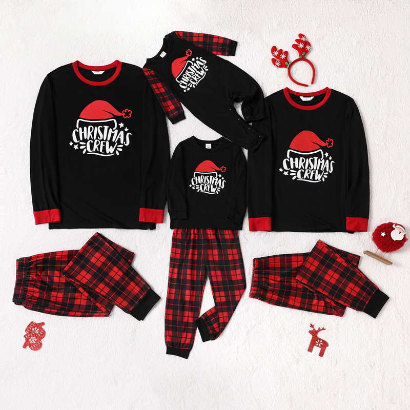 Checkered Cotton Parent-child Christmas Home Pajama Set photo 1