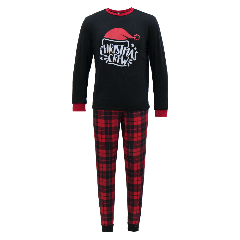 Checkered Cotton Parent-child Christmas Home Pajama Set photo 3
