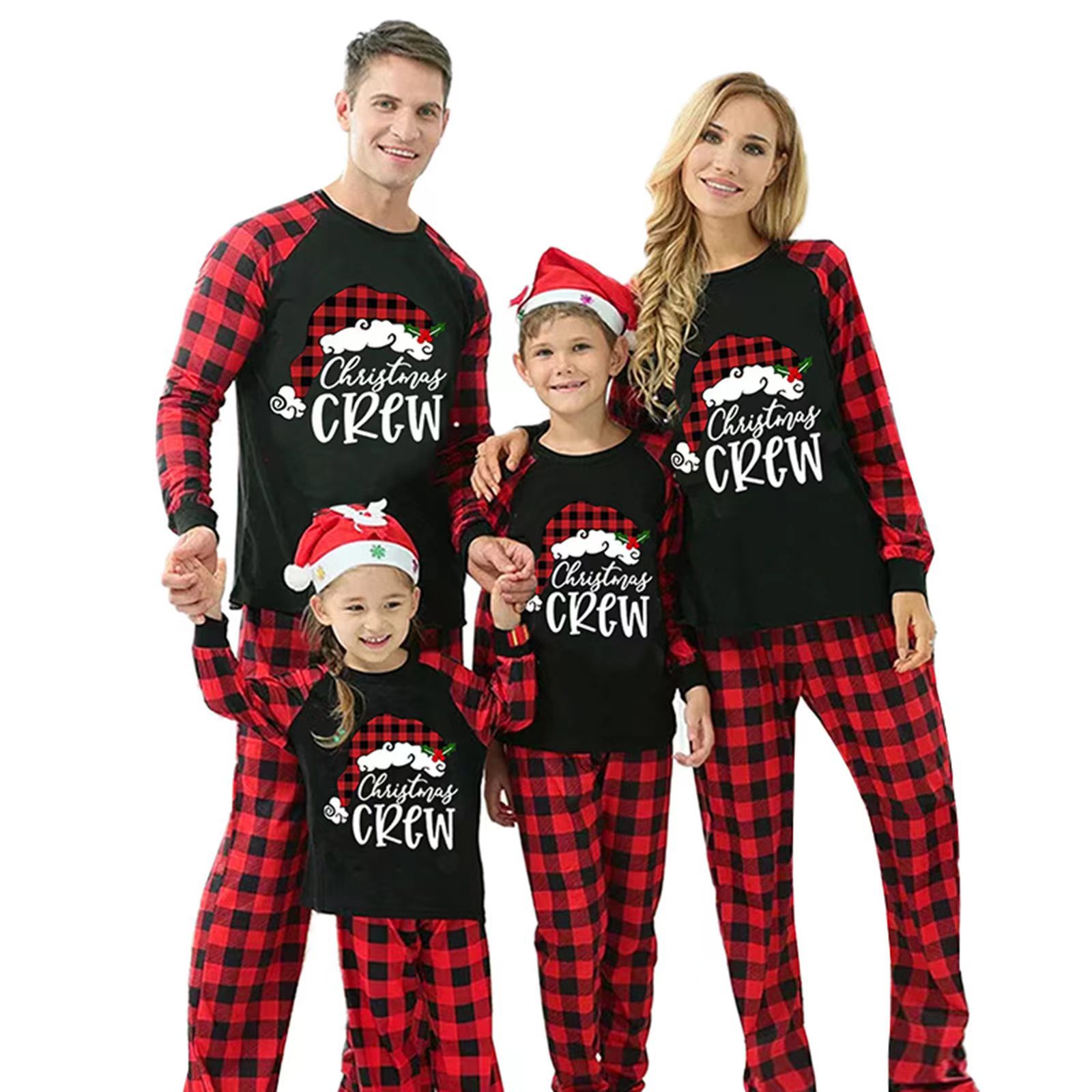 Checkered Cotton Parent-child Christmas Home Pajama Set photo 6