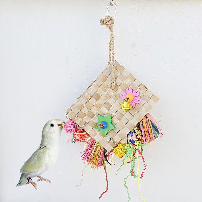 Parrot Bird Toy Palm Leaf Weaving Foraging Bag photo 5