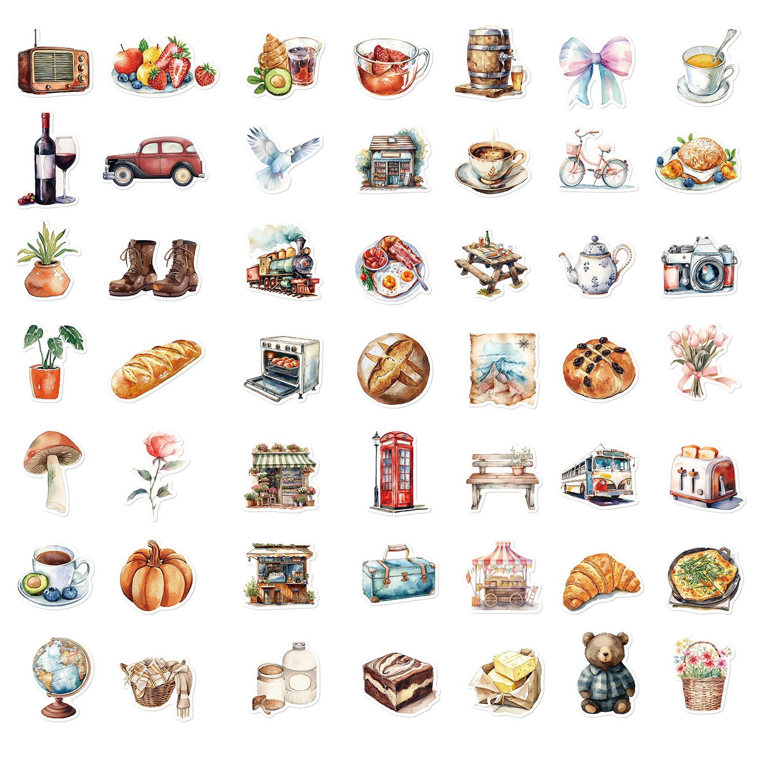 50 Cartoon Long Holiday Life Graffiti Stickers photo 2