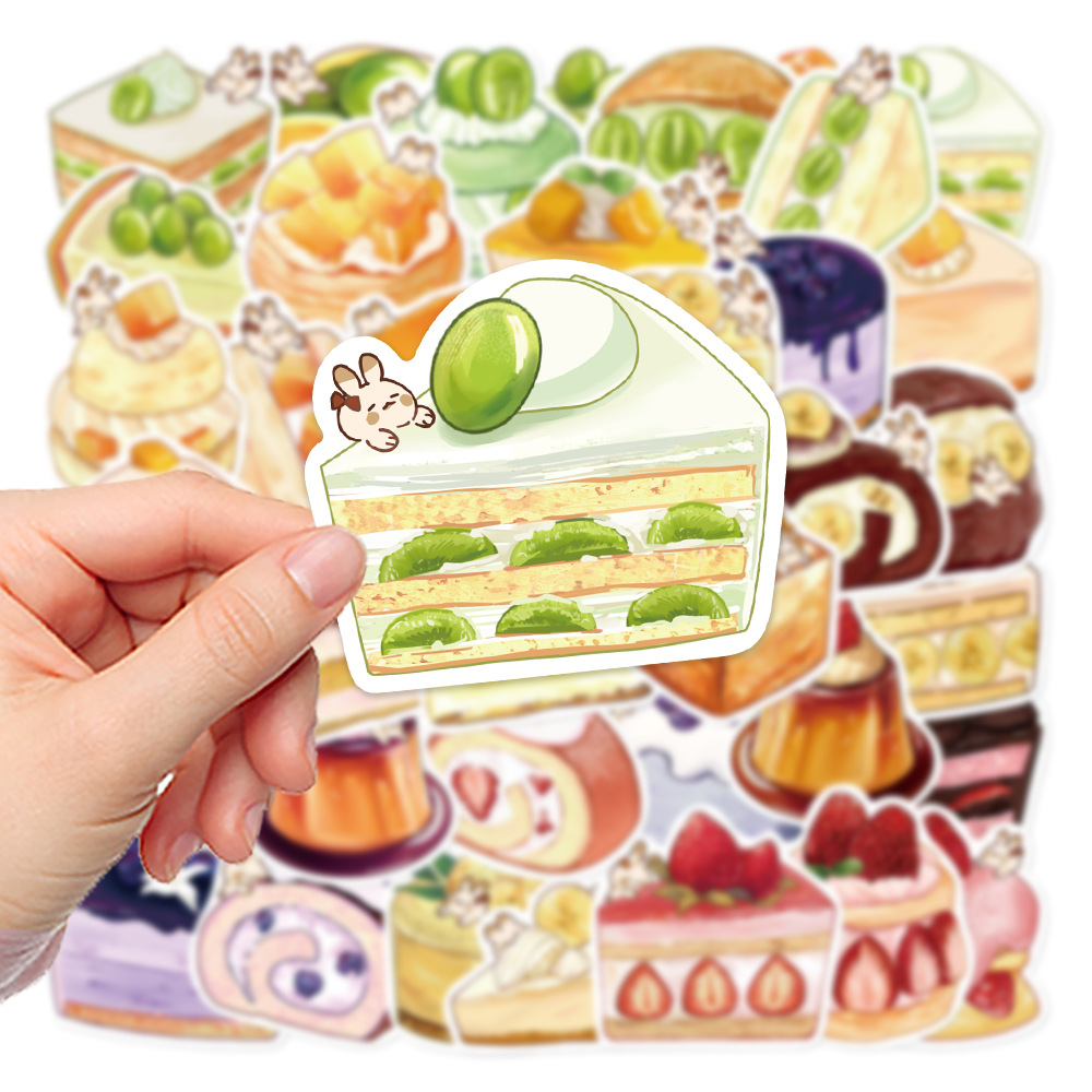 40 Original Hand-painted Cartoon Dessert Painting Phone Case Journal Book Computer IPad Water Cup Decorative Stickers photo 2