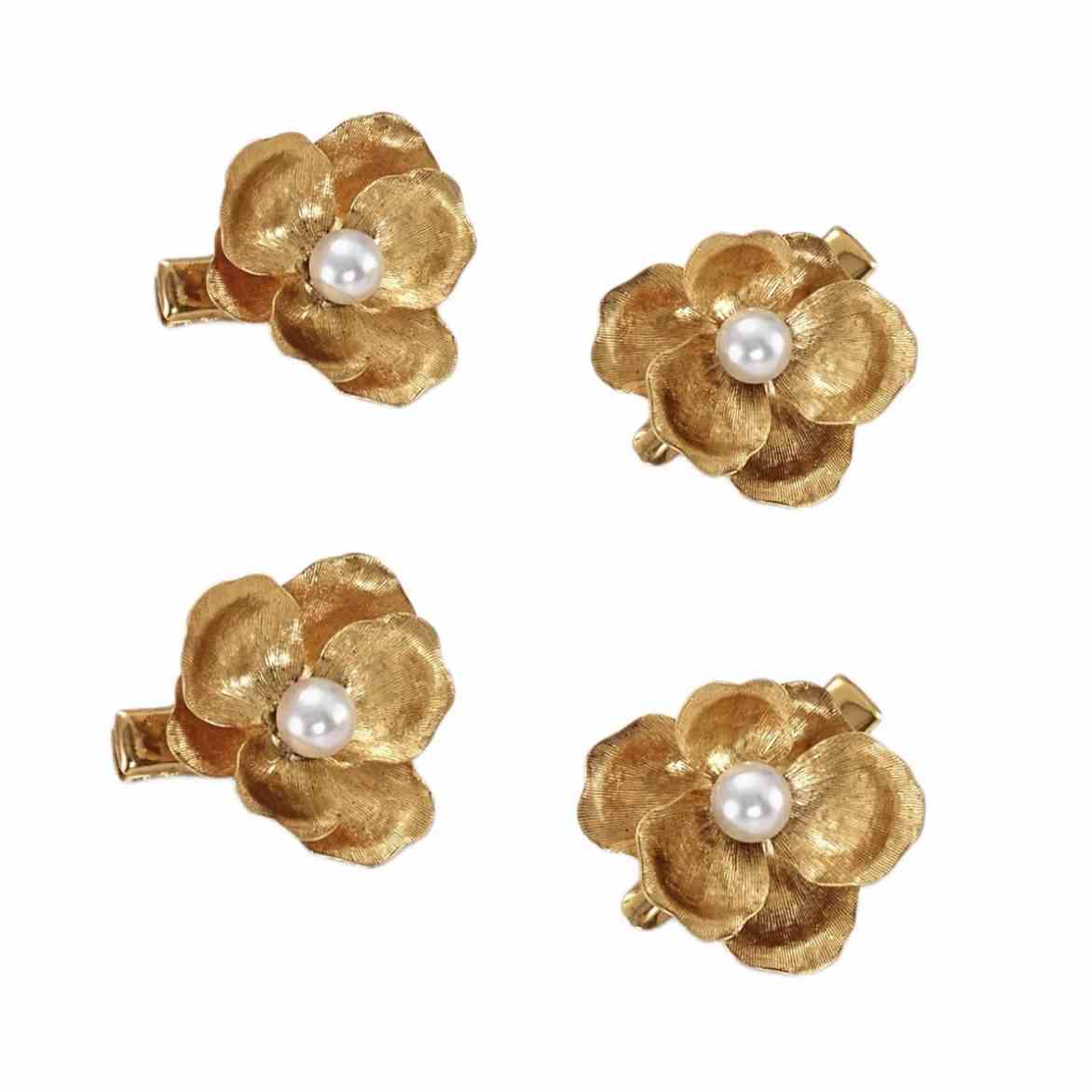 Gold Flower Pearl Barrettes Fashion Bridal Hair Accessories photo 7