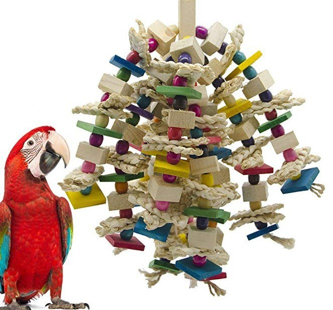 Parrots Gnaw On Toys Made Of Corn Husk And Wood photo 3