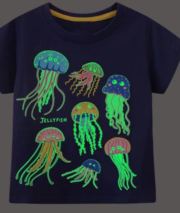 Children's Luminous Shark Pattern Short-sleeved T-shirt photo 2