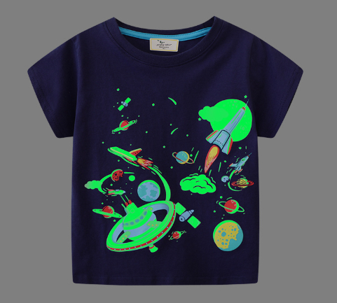 Children's Luminous Shark Pattern Short-sleeved T-shirt photo 8