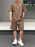Simple Loose Couple Style Short-sleeved Shorts Two-piece Suit photo 2