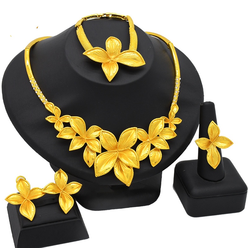Women's Jewelry Suit Necklace Earring Ring Bracelet Four-piece Set photo 4