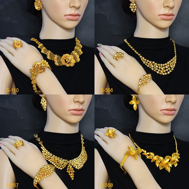 Women's Jewelry Suit Necklace Earring Ring Bracelet Four-piece Set photo 5