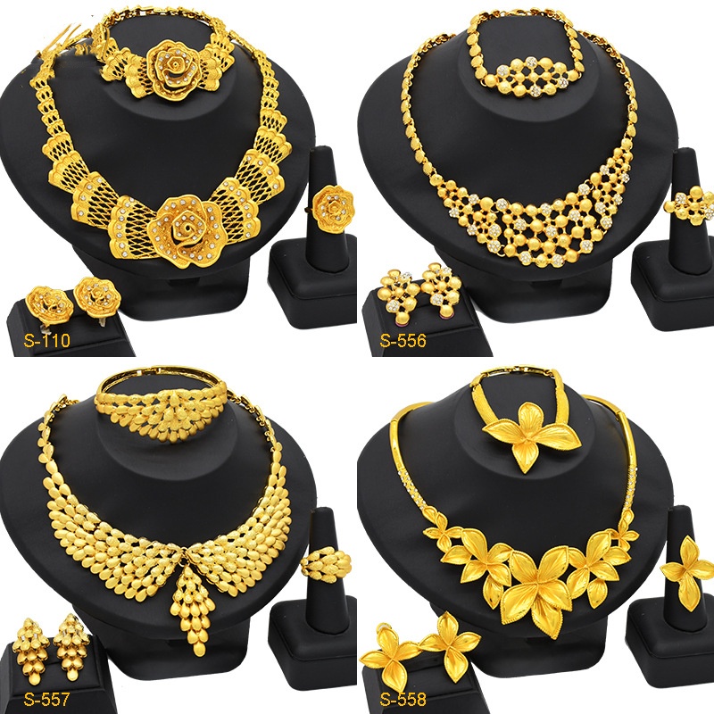 Women's Jewelry Suit Necklace Earring Ring Bracelet Four-piece Set photo 3