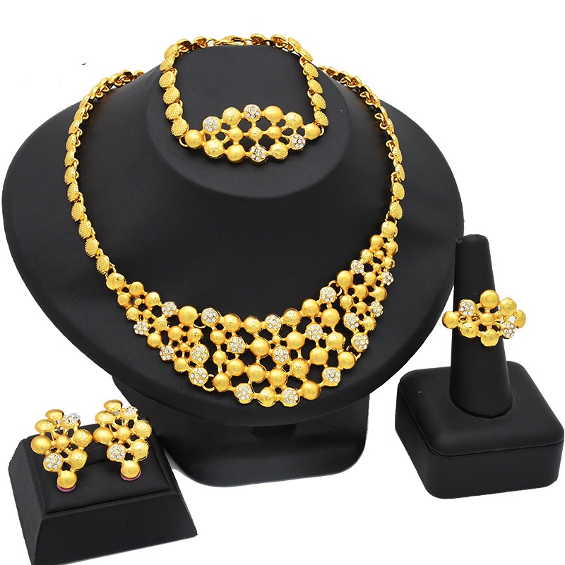 Women's Jewelry Suit Necklace Earring Ring Bracelet Four-piece Set photo 2