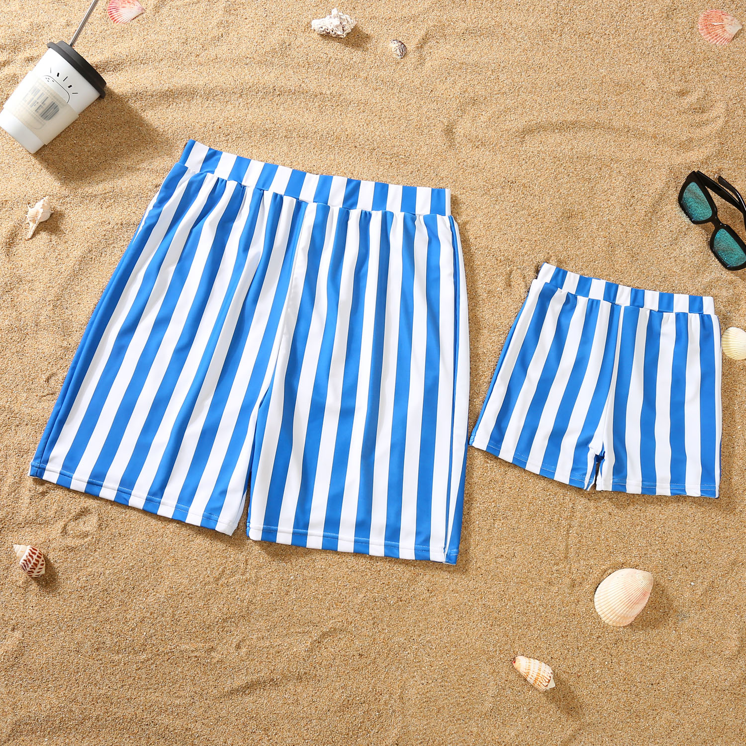 Parent-child Bikini Blue And White Stripe Swimsuit photo 4