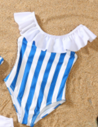Parent-child Bikini Blue And White Stripe Swimsuit photo 6