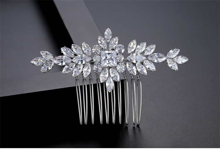 S925 Pure Silver Moissanite Fashionable New Bride Hair Comb Light Luxury Headwear photo 2