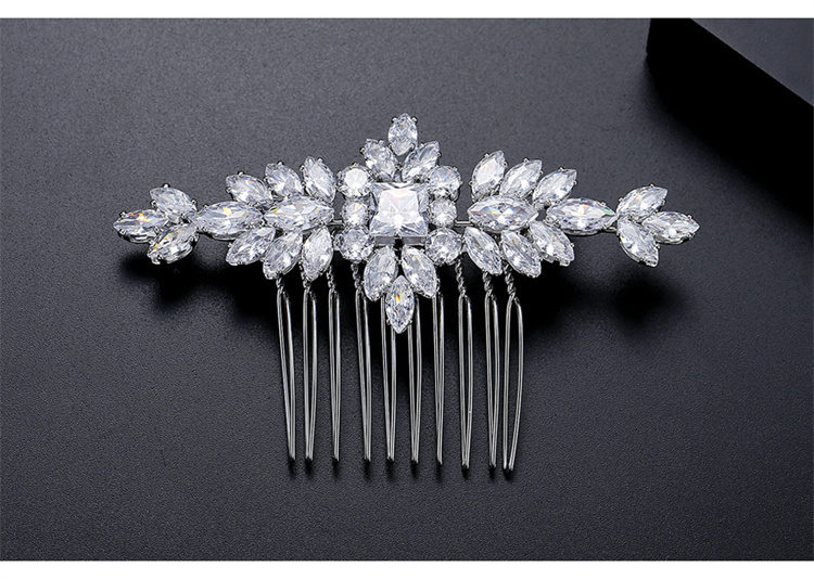 S925 Pure Silver Moissanite Fashionable New Bride Hair Comb Light Luxury Headwear photo 6