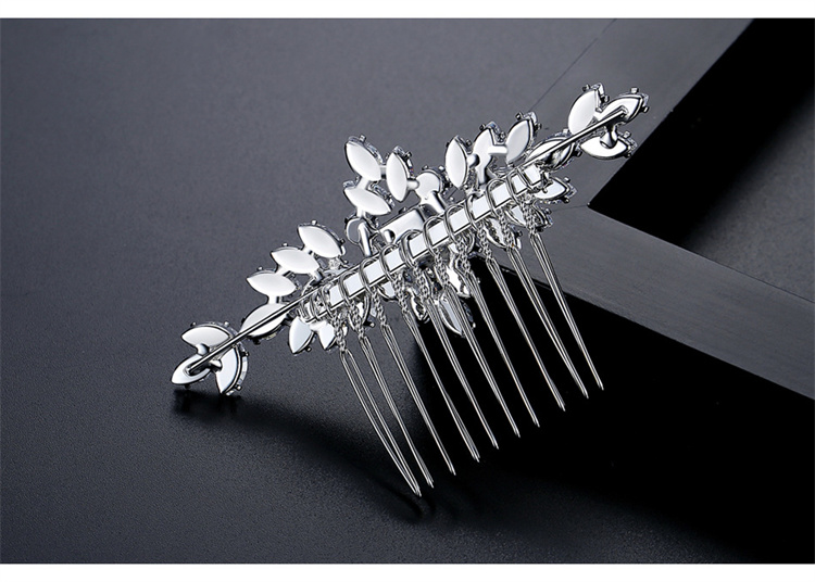 S925 Pure Silver Moissanite Fashionable New Bride Hair Comb Light Luxury Headwear photo 4