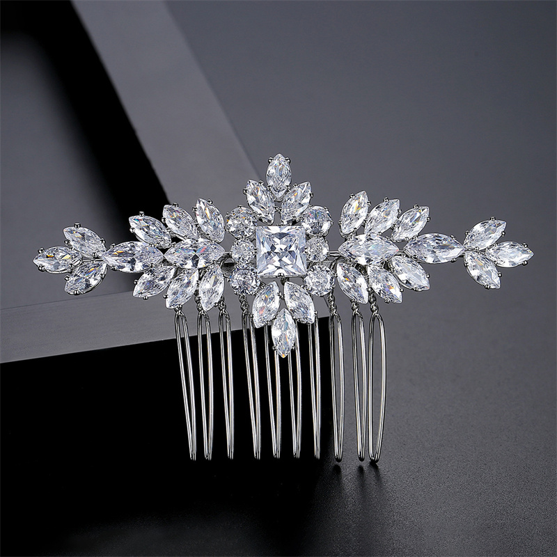 S925 Pure Silver Moissanite Fashionable New Bride Hair Comb Light Luxury Headwear photo 1