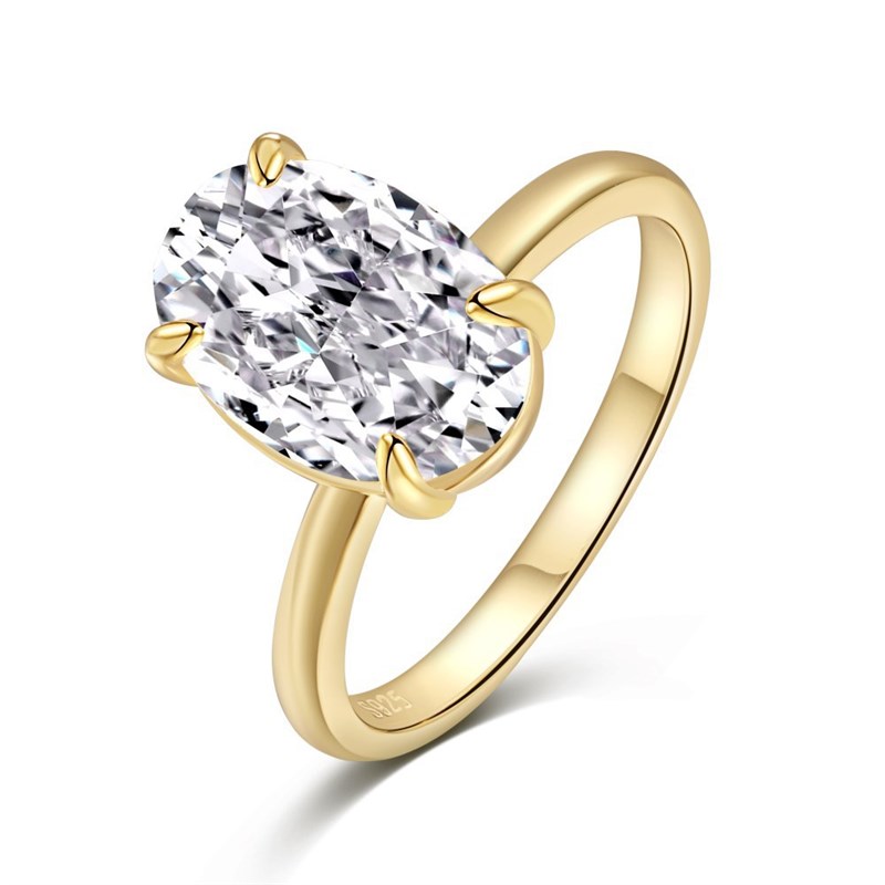 Oval Ring Female Four-claw Cold High Luxury photo 5