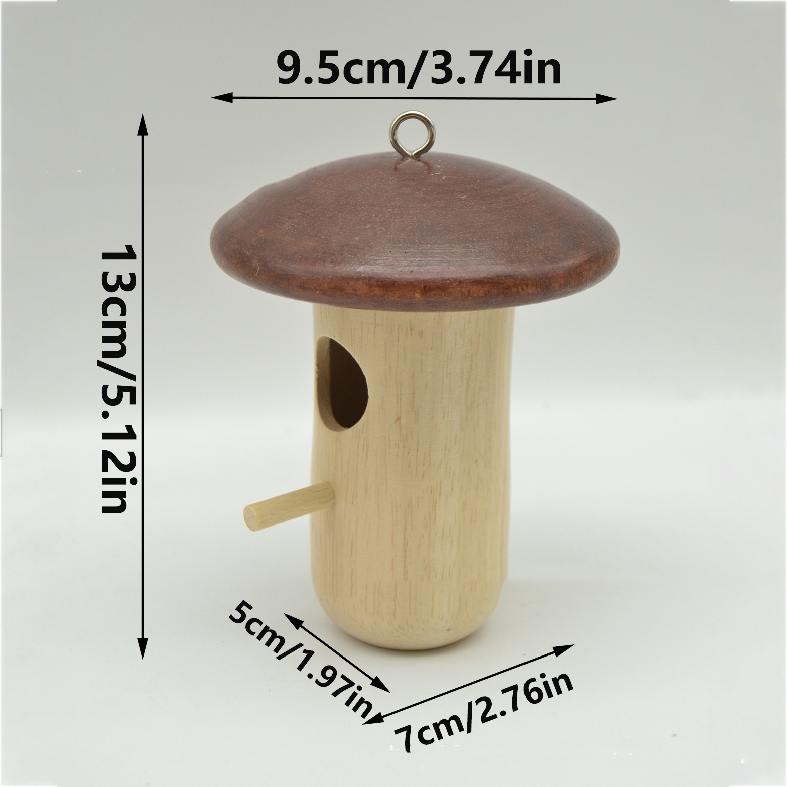 Wooden Bee Mushroom Shape Hummingbird Feeder Pendant photo 4