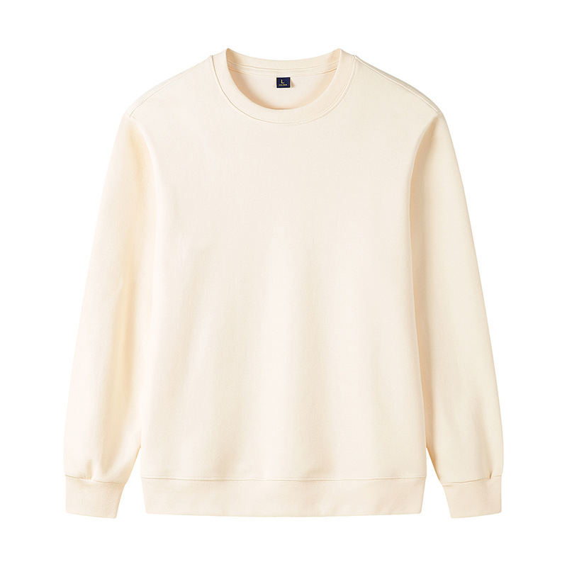 320g Straight Shoulder Pure Cotton Autumn Long Sleeve Round Neck Solid Color Sweatshirt Customized photo 3
