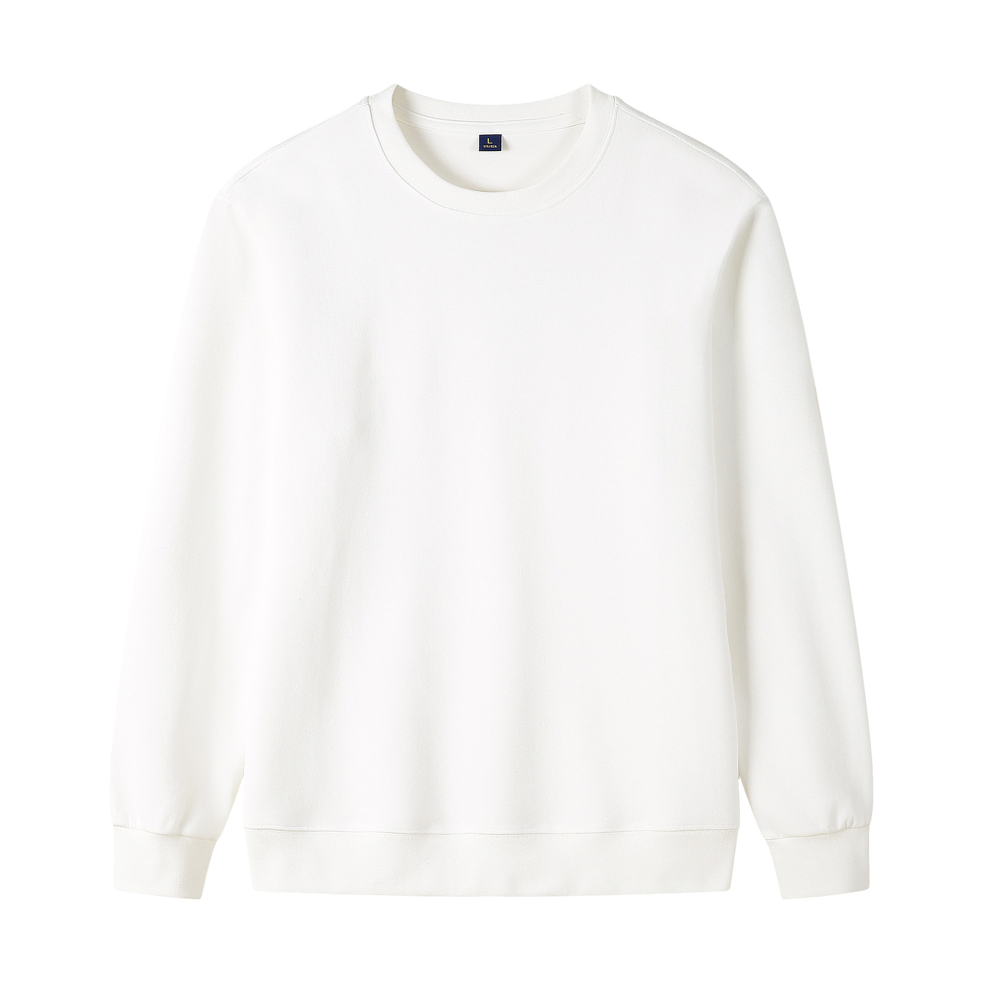 320g Straight Shoulder Pure Cotton Autumn Long Sleeve Round Neck Solid Color Sweatshirt Customized photo 7