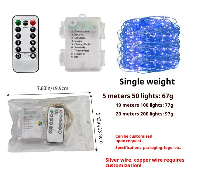 Waterproof Bedroom Remote Control New Year Light Outdoor Battery Box Light Curtain Holiday Wedding Hook Color Lighting Chain photo 4