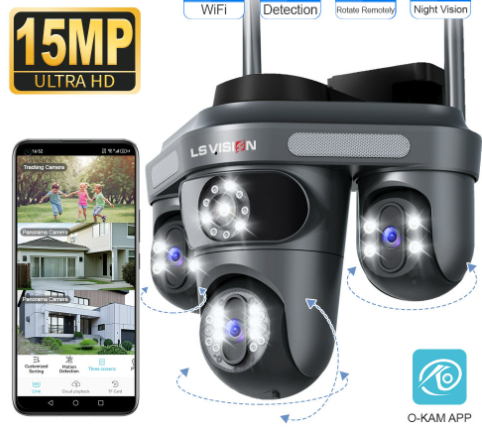 Three-screen APP-controlled Rotating 15 Million-pixel HD Camera photo 3