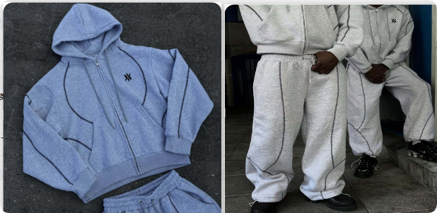 Street Hooded Cardigan Sweater Men's And Women's Same Loose Hooded Sweatpants Suit photo 7