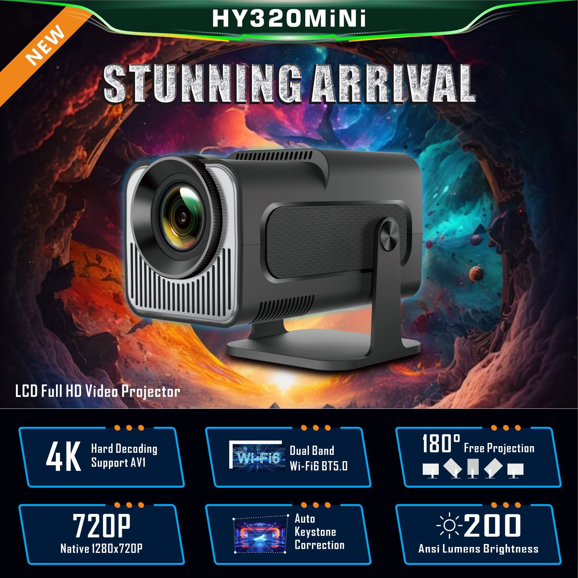 HY320 Mini Projector 720P Android System photo 5