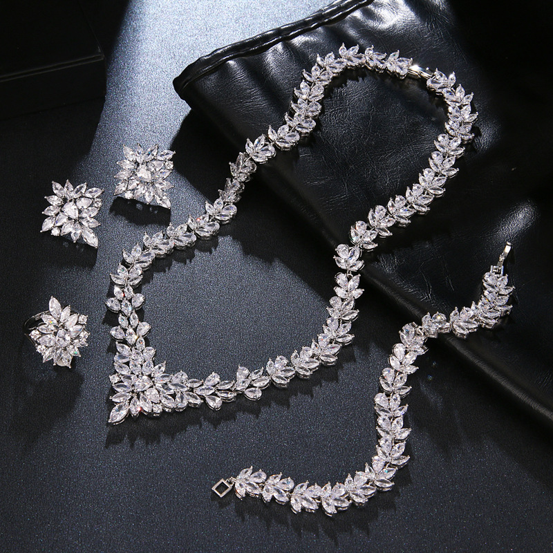 The Dazzling Set Is Handcrafted With Copper And Set With Zircon Stones. photo 5