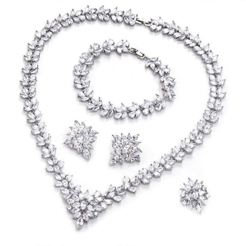 The Dazzling Set Is Handcrafted With Copper And Set With Zircon Stones. photo 4