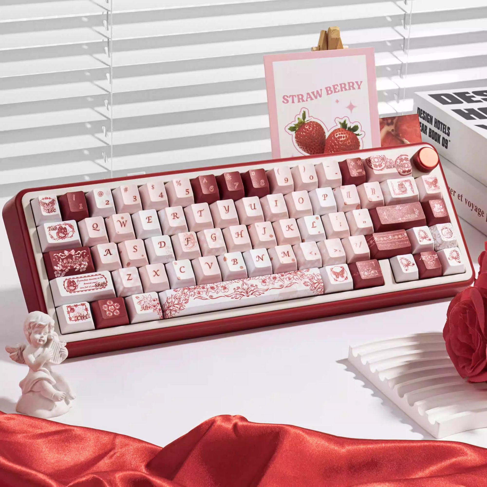 Butterfly Flower Note Original PBT Five-sided Dye-sublimation Mechanical Keyboard Keycaps photo 2