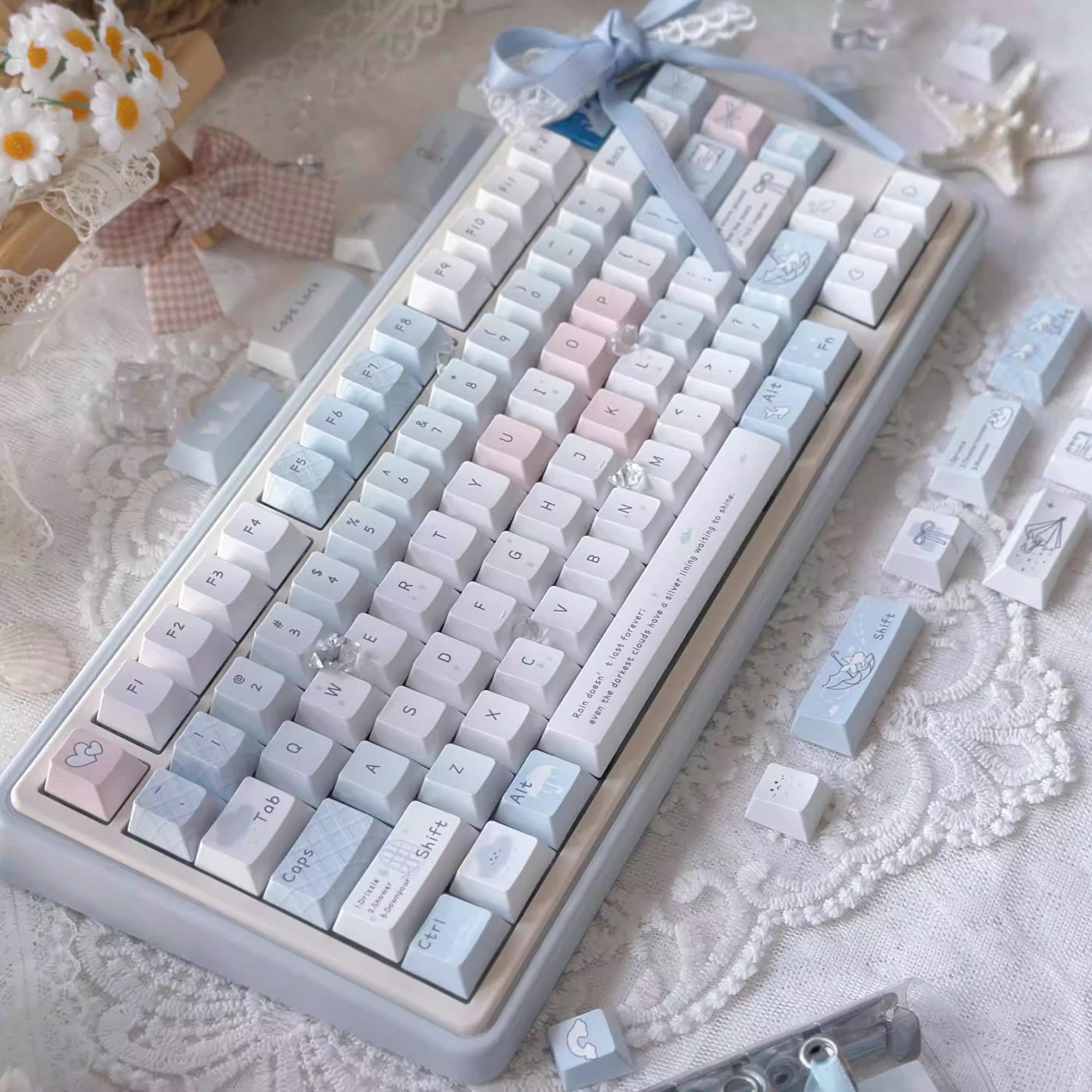 Blue Rain Five-sided Sublimation Cute Keycaps Suitable For Mechanical Keyboards photo 1