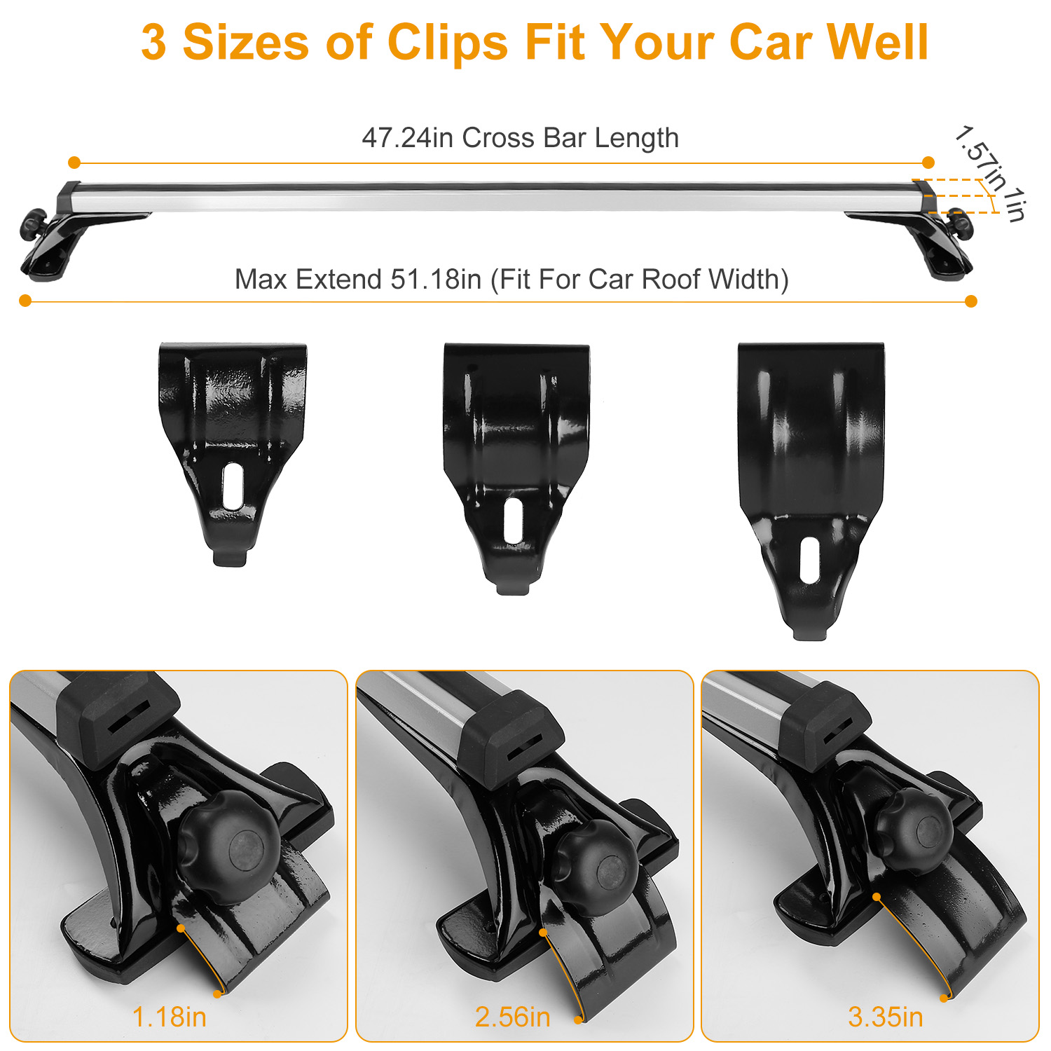 47.24in Universal Top Roof Rack Cross Bar Cargo Carrier Aluminum Crossbar Rack photo 7