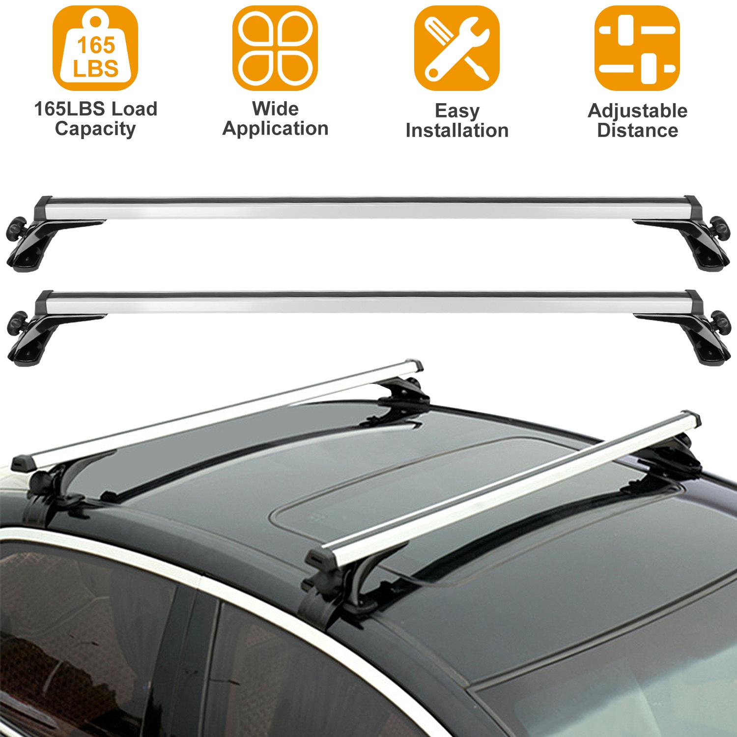 47.24in Universal Top Roof Rack Cross Bar Cargo Carrier Aluminum Crossbar Rack photo 8