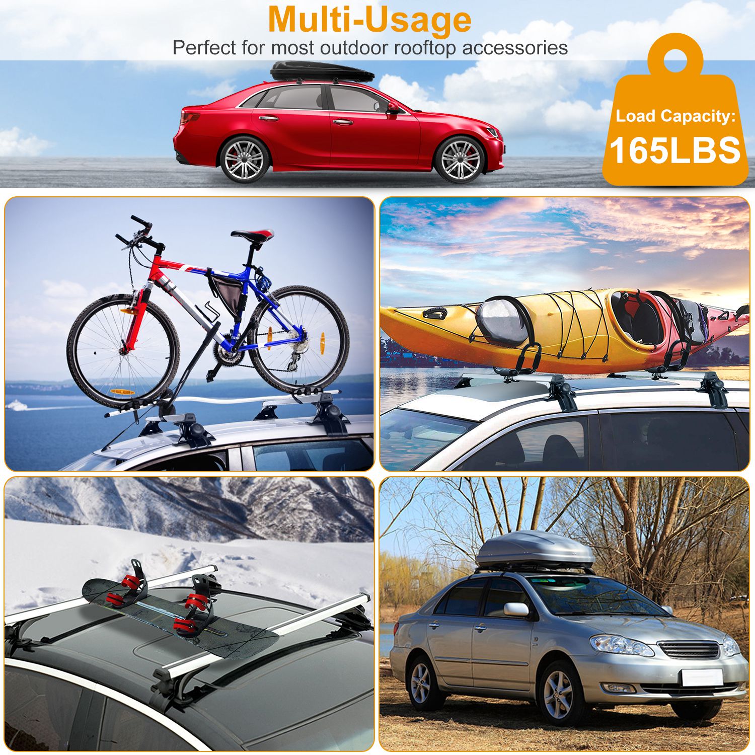 47.24in Universal Top Roof Rack Cross Bar Cargo Carrier Aluminum Crossbar Rack photo 2