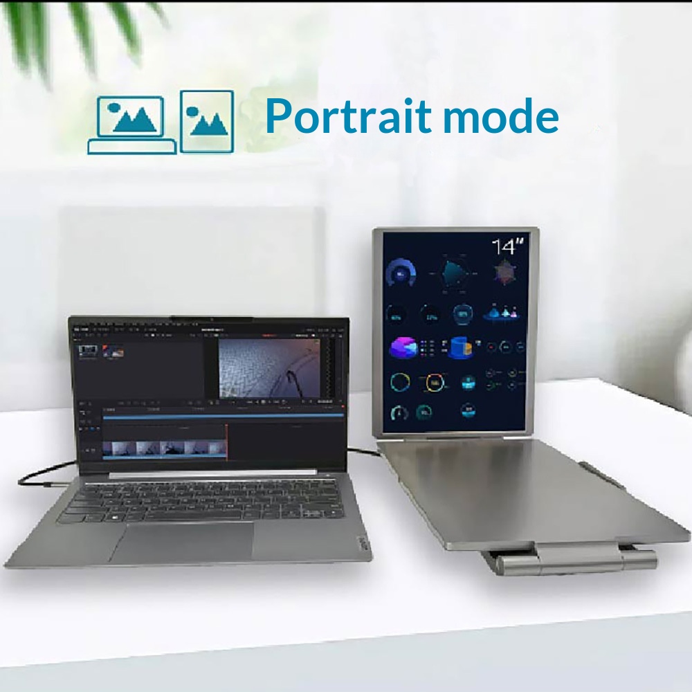 14-inch Dual-Screen Portable Monitor For Laptop External Display Extension photo 4