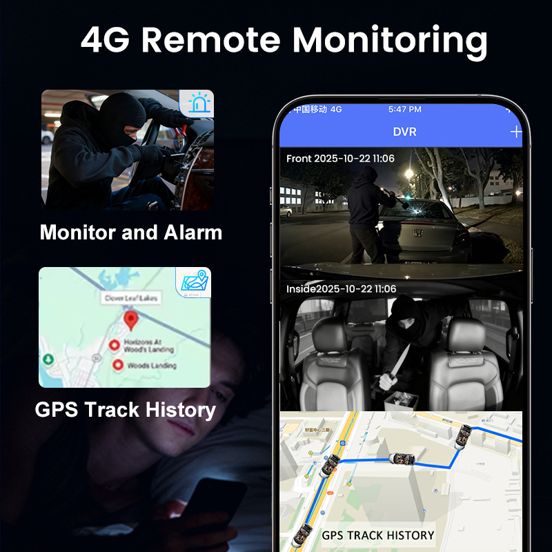 Real-time Monitoring Dual-radar 4G Dual-camera Dash Cam photo 5