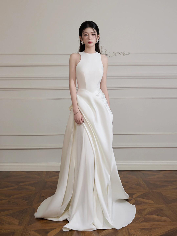 French-style Strapless Lightweight Wedding Dress Chic And Luxe Satin photo 5