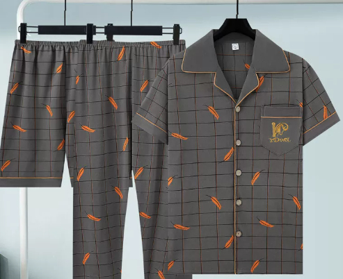 Pure Cotton Three-Piece Pajama Set For Men photo 7