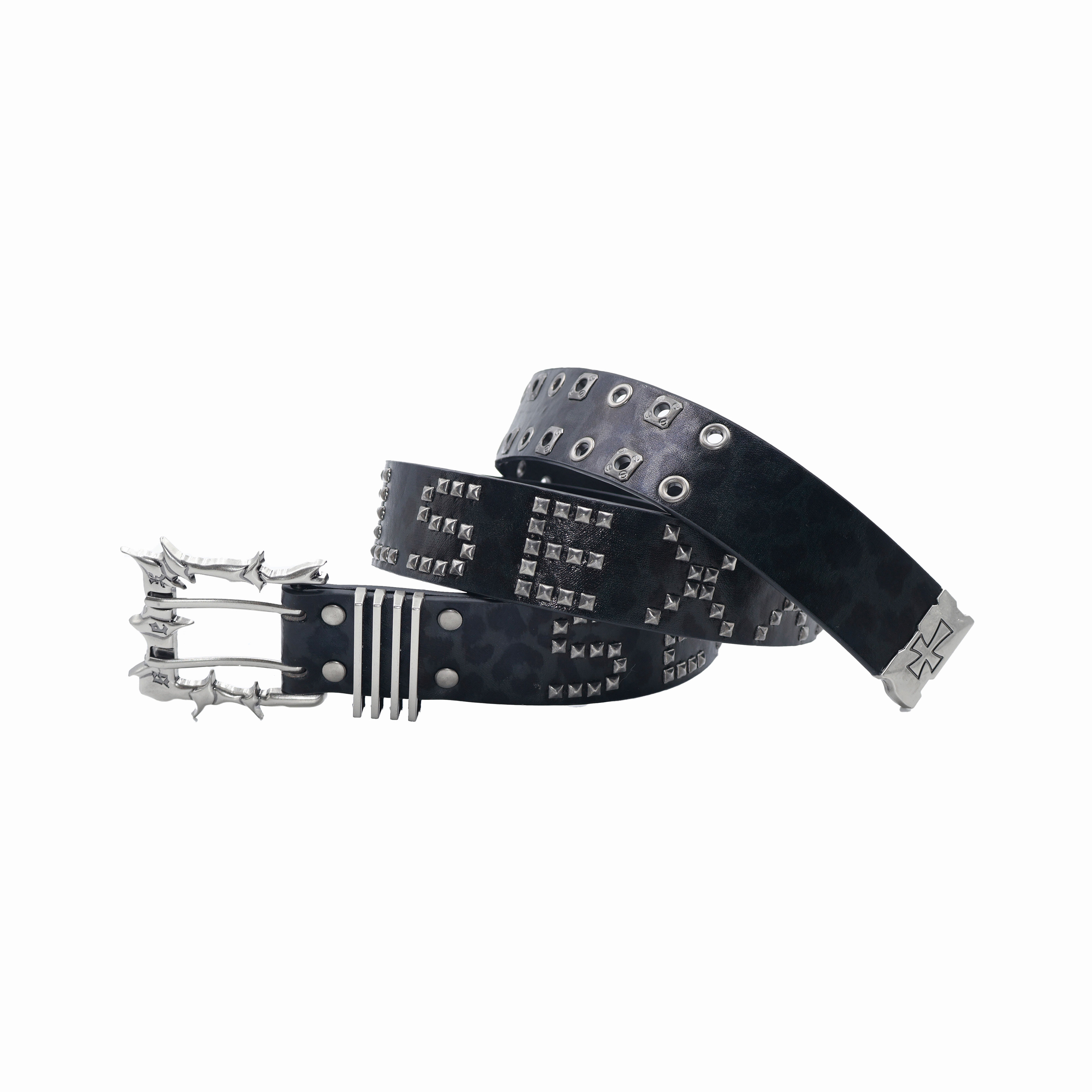 Double-needle Punk Buckle Street Hip-hop Belt Leather Belt photo 5