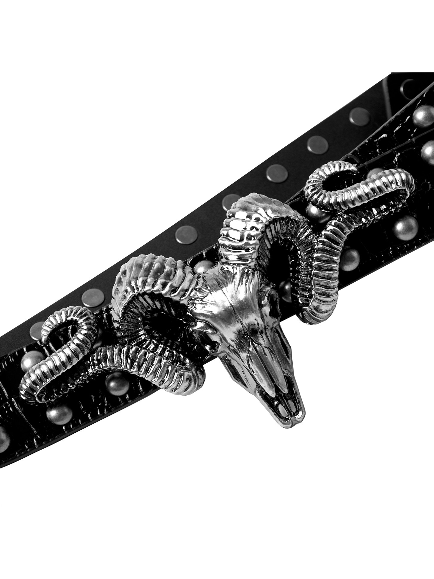 Distressed Skull And Sheep-head Belt Made From Full-grain Cowhide photo 6