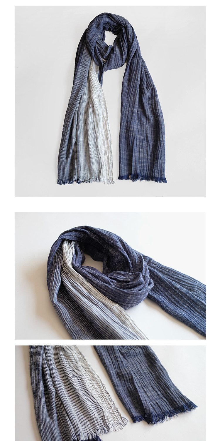 Vintage Long, Wide Solid-color Striped Shawl Scarf photo 5