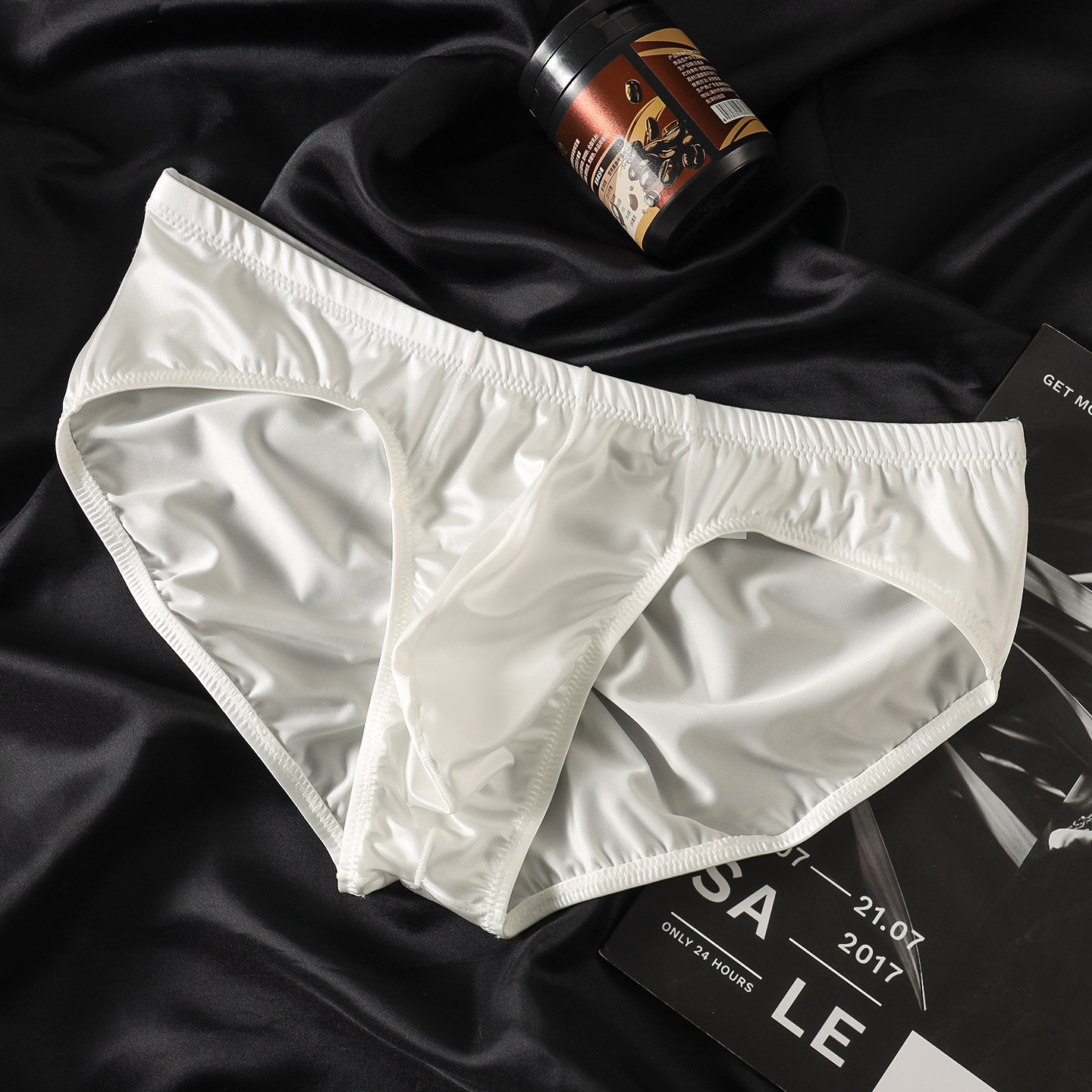 Satin-gloss Crinkled Hip-defining Sexy Mens Briefs photo 2