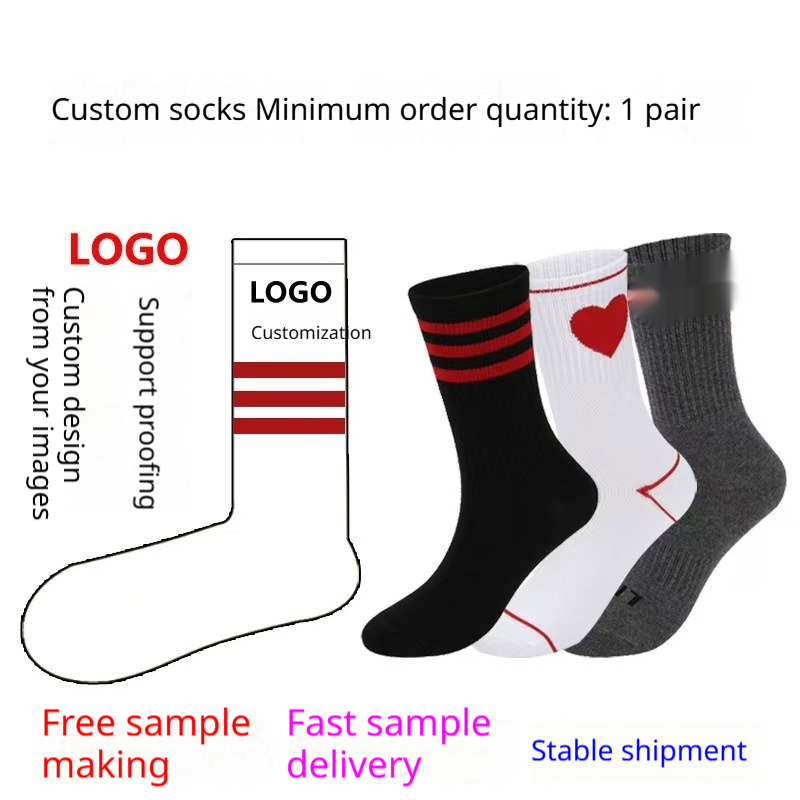 Unisex Solid-color Mid-calf Socks Custom-made photo 3