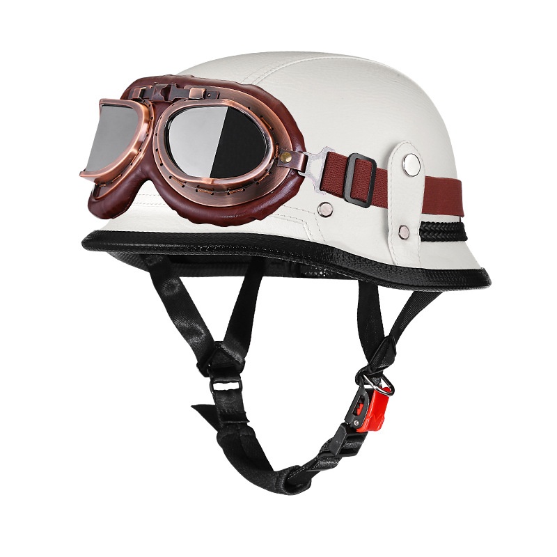 Retro-style PU Leather Motorcycle Helmet photo 5