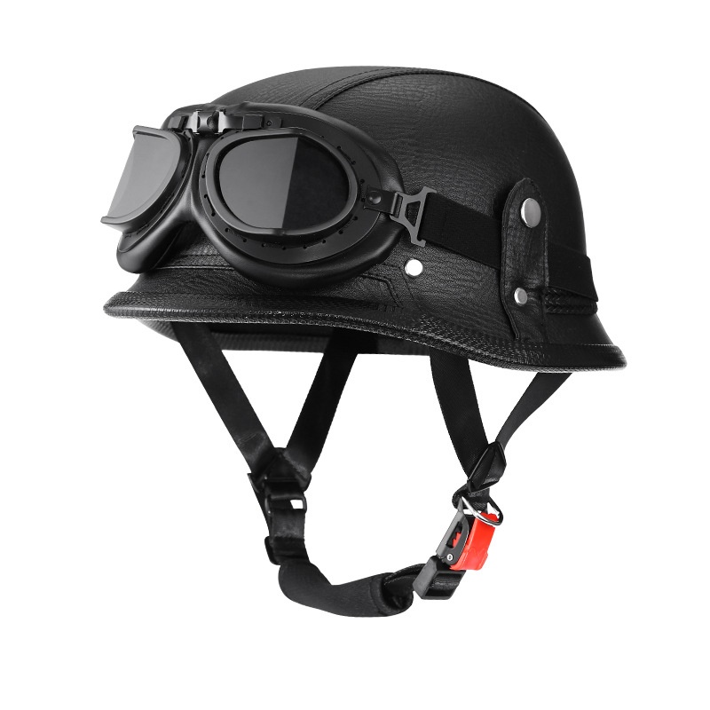 Retro-style PU Leather Motorcycle Helmet photo 4