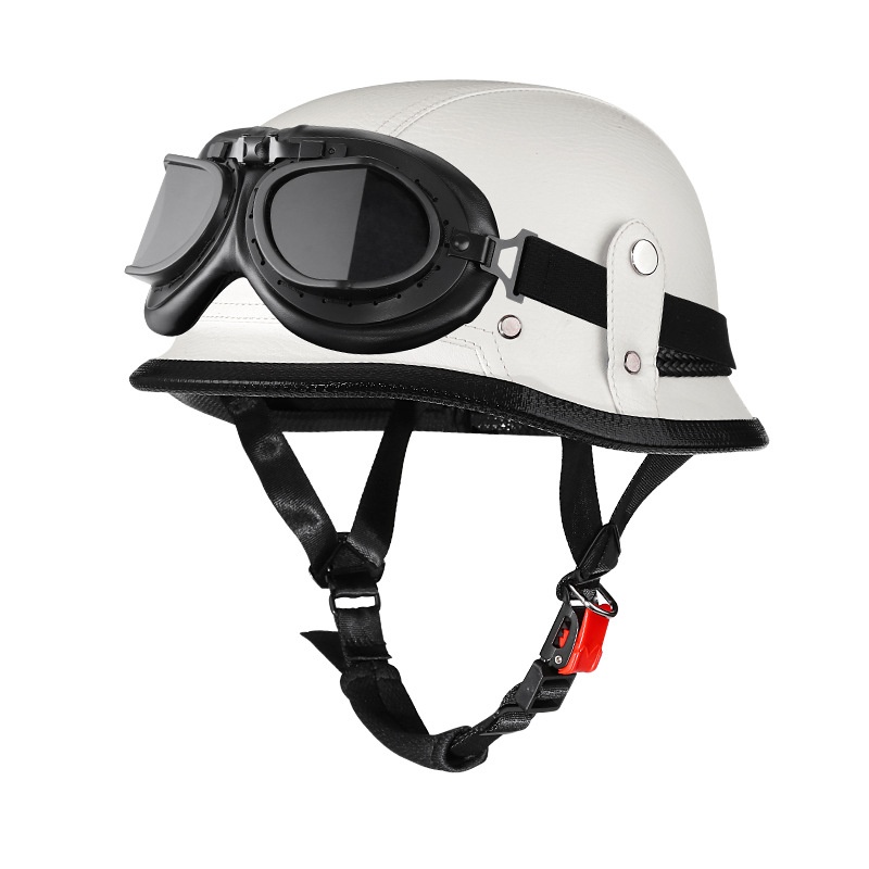 Retro-style PU Leather Motorcycle Helmet photo 3