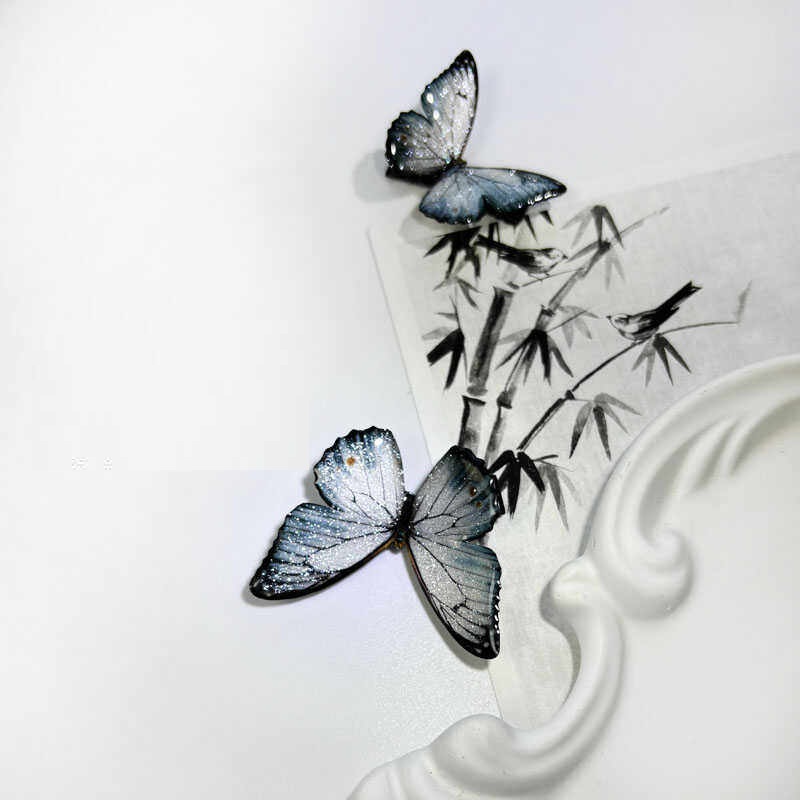 Minimalist Ink-wash Style Butterfly Hair Clip photo 5
